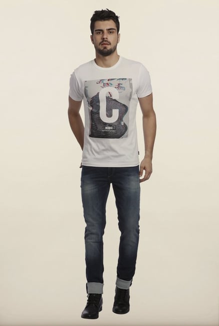 Jack & Jones White Graphic Print Crew T-Shirt Jack & Jones White Graphic Print Crew T-Shirt