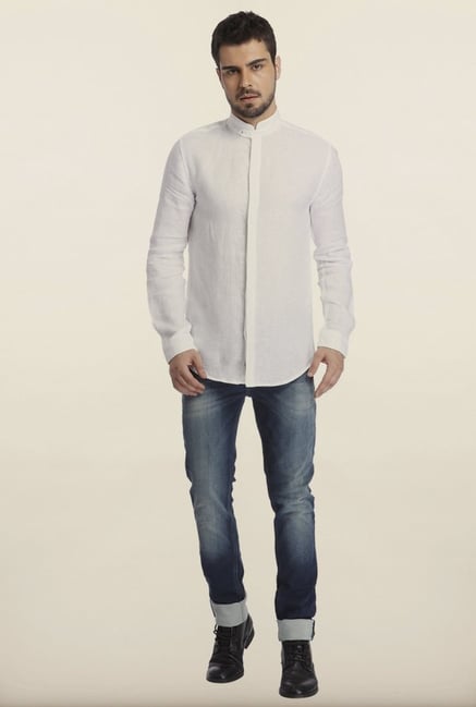 Jack & Jones White Linen Casual Shirt Jack & Jones White Linen Casual Shirt
