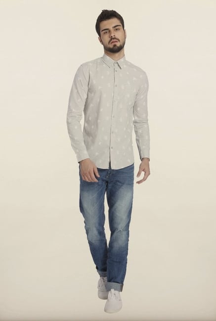 Jack & Jones Grey Printed Casual Shirt Jack & Jones Grey Printed Casual Shirt