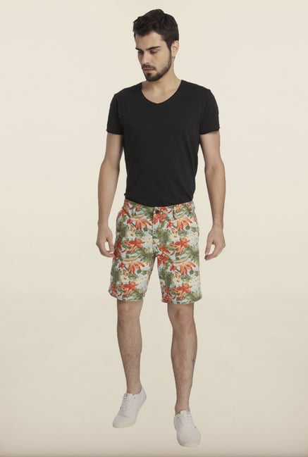 Jack & Jones Aqua And Red Floral Printed Shorts Jack & Jones Aqua And Red Floral Printed Shorts
