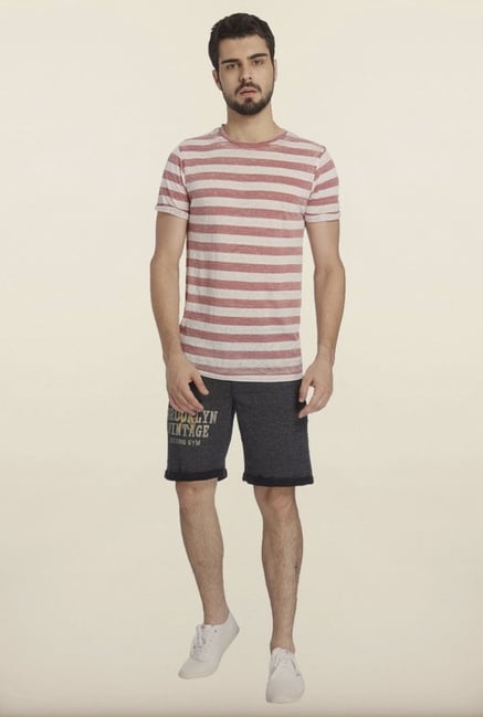 Jack & Jones Pink And White Striped Crew T-Shirt Jack & Jones Pink And White Striped Crew T-Shirt