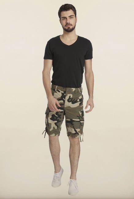 Jack & Jones Green And Beige Camo Print Shorts Jack & Jones Green And Beige Camo Print Shorts