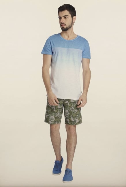 Jack & Jones White And Blue Ombre Dyed T-Shirt Jack & Jones White And Blue Ombre Dyed T-Shirt
