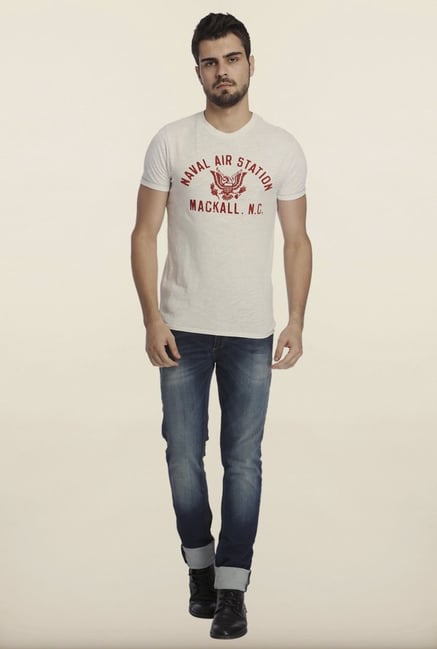 Jack & Jones White Printed Crew T-Shirt Jack & Jones White Printed Crew T-Shirt