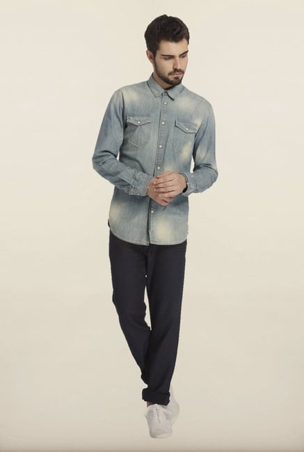 Jack & Jones Denim Blue Washed Casual Shirt Jack & Jones Denim Blue Washed Casual Shirt