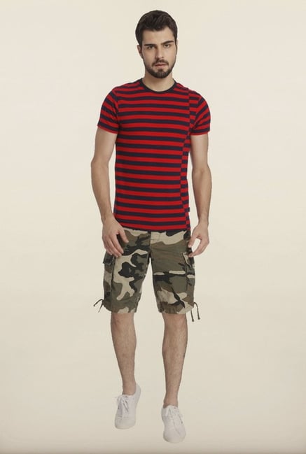 Jack & Jones Red And Navy Striped Crew T-Shirt Jack & Jones Red And Navy Striped Crew T-Shirt
