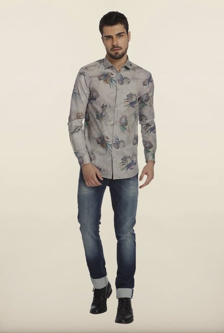 Jack & Jones Grey Printed Casual Shirt Jack & Jones Grey Printed Casual Shirt