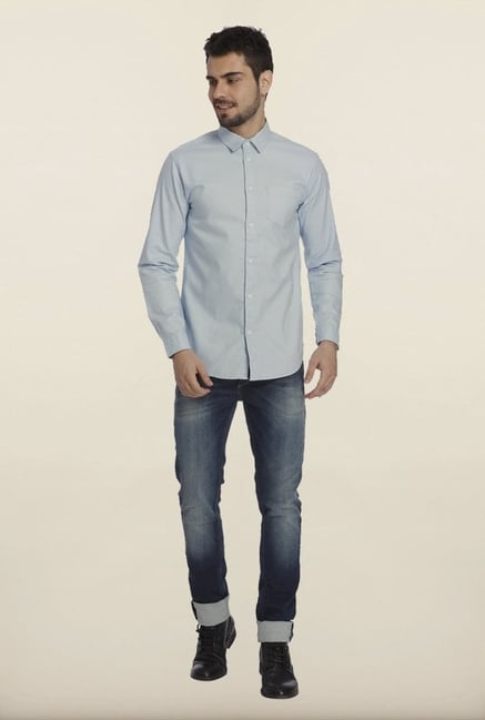 Jack & Jones Light Blue Solid Casual Shirt Jack & Jones Light Blue Solid Casual Shirt