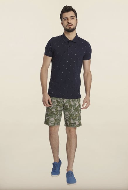 Jack & Jones Navy Dot Print Polo T-Shirt Jack & Jones Navy Dot Print Polo T-Shirt