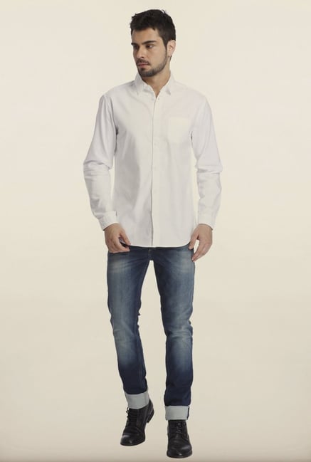 Jack & Jones White Solid Casual Shirt Jack & Jones White Solid Casual Shirt