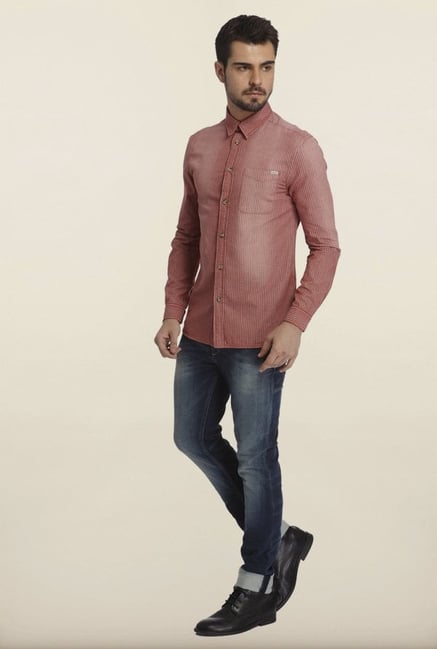 Jack & Jones Red Striped Casual Shirt Jack & Jones Red Striped Casual Shirt