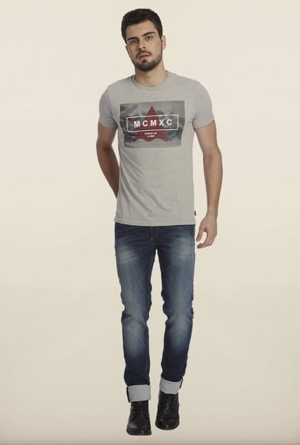 Jack & Jones Grey Graphic Print Crew T-Shirt Jack & Jones Grey Graphic Print Crew T-Shirt