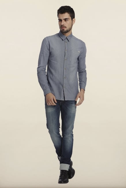 Jack & Jones Blue Striped Casual Shirt Jack & Jones Blue Striped Casual Shirt
