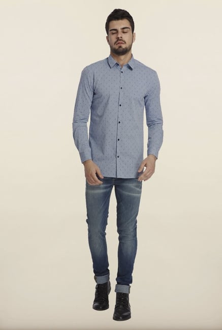 Jack & Jones Blue Printed Casual Shirt Jack & Jones Blue Printed Casual Shirt