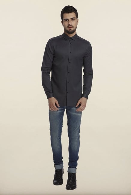 Jack & Jones Black Self Print Casual Shirt Jack & Jones Black Self Print Casual Shirt