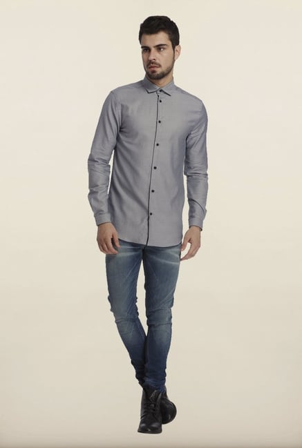 Jack & Jones Dusk Grey Self Print Casual Shirt Jack & Jones Dusk Grey Self Print Casual Shirt