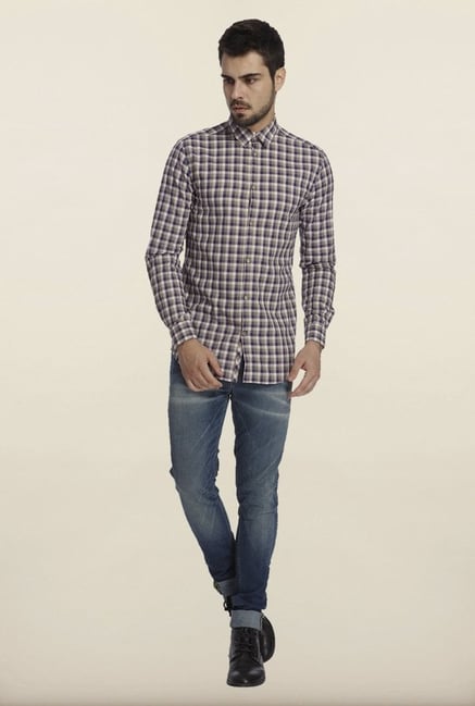 Jack & Jones Blue & Beige Checks Casual Shirt Jack & Jones Blue & Beige Checks Casual Shirt