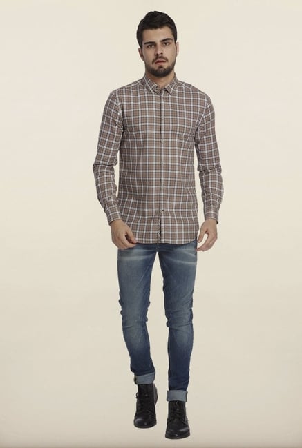 Jack & Jones Brown Checks Casual Shirt Jack & Jones Brown Checks Casual Shirt