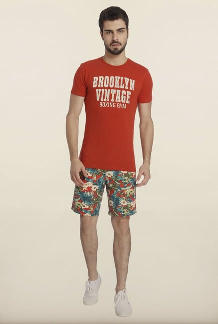Jack & Jones Red Printed Crew T-Shirt Jack & Jones Red Printed Crew T-Shirt