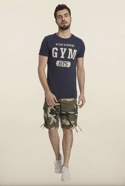 Jack & Jones Navy Printed Crew T-Shirt Jack & Jones Navy Printed Crew T-Shirt
