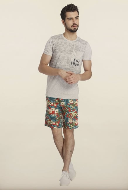 Jack & Jones Grey Printed Crew T-Shirt Jack & Jones Grey Printed Crew T-Shirt