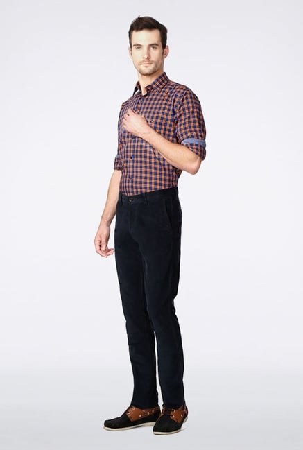 Allen Solly Navy Solid Casual Trouser Allen Solly Navy Solid Casual Trouser