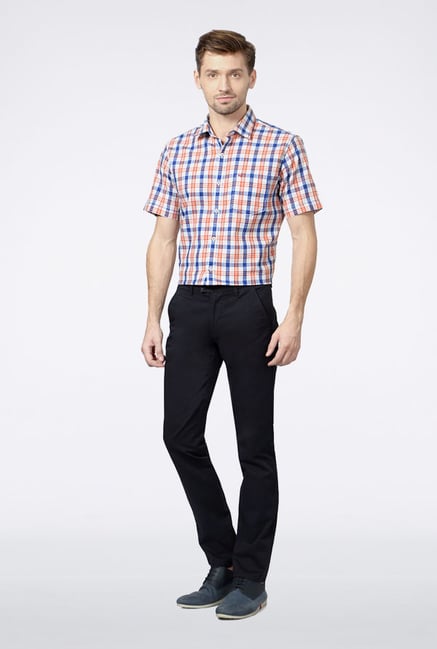 Peter England Navy Slim Fit Casual Trouser Peter England Navy Slim Fit Casual Trouser