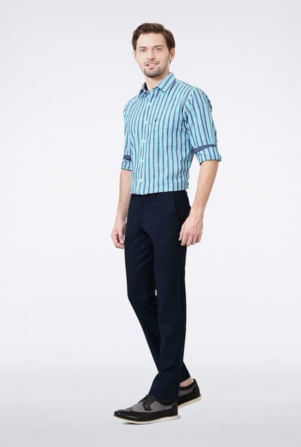 Allen Solly Navy Solid Casual Trouser Allen Solly Navy Solid Casual Trouser