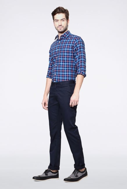 Allen Solly Navy Solid Casual Trouser Allen Solly Navy Solid Casual Trouser