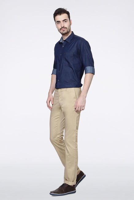 Allen Solly Khaki Solid Casual Trouser Allen Solly Khaki Solid Casual Trouser