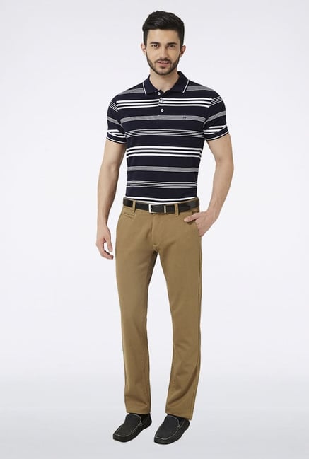 Peter England Khaki Solid Casual Trouser Peter England Khaki Solid Casual Trouser