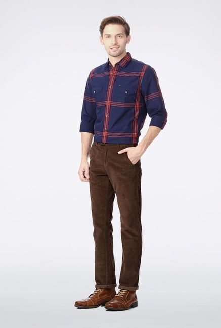 Peter England Brown Slim Fit Casual Trouser Peter England Brown Slim Fit Casual Trouser
