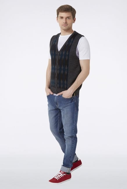 Peter England Grey Argyle Sweater Peter England Grey Argyle Sweater