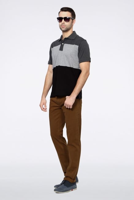 Allen Solly Grey & Black Polo T-Shirt Allen Solly Grey & Black Polo T-Shirt