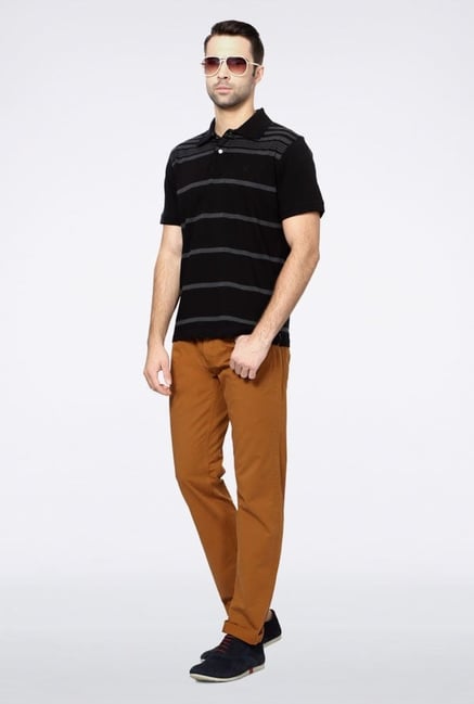Allen Solly Black Striped Polo T-Shirt Allen Solly Black Striped Polo T-Shirt