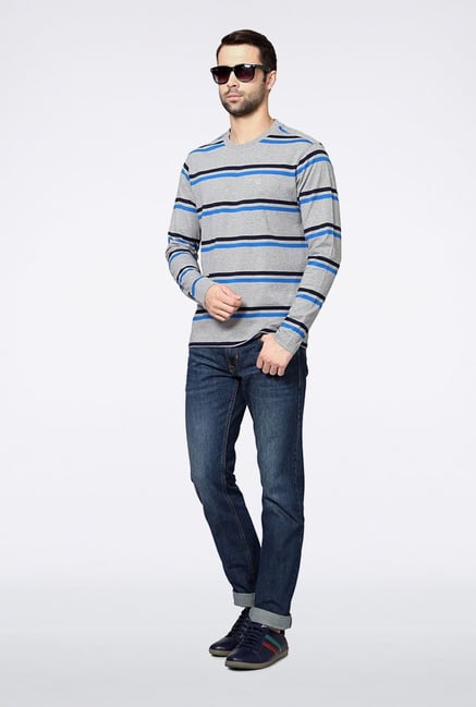 Allen Solly Grey Striped T-Shirt Allen Solly Grey Striped T-Shirt