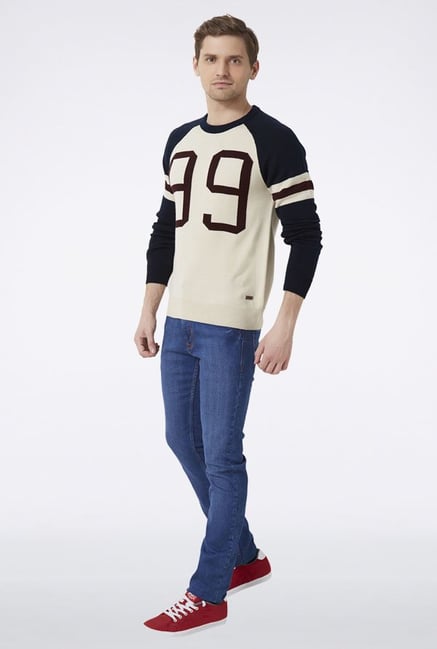 Peter England Beige Printed Sweatshirt Peter England Beige Printed Sweatshirt