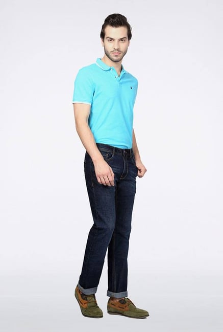 Peter England Dark Blue Lightly Washed Jeans Peter England Dark Blue Lightly Washed Jeans