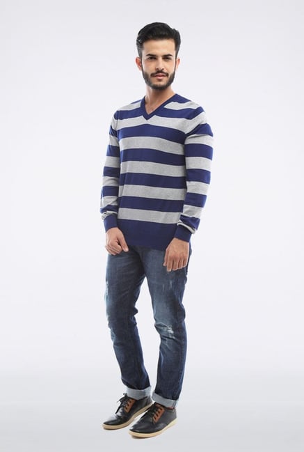 Allen Solly Blue Striped Sweater Allen Solly Blue Striped Sweater