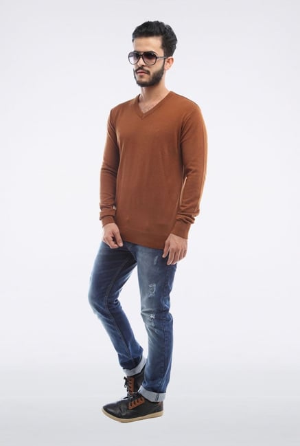 Allen Solly Brown Solid Sweater Allen Solly Brown Solid Sweater