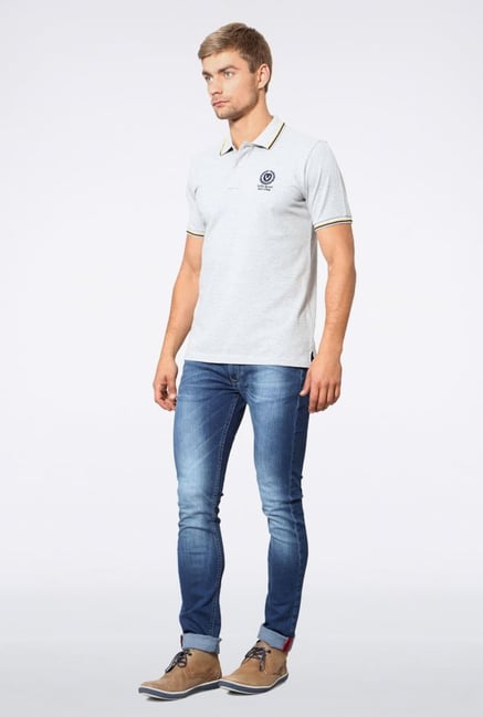 Allen Solly Light Grey Solid Polo T-Shirt Allen Solly Light Grey Solid Polo T-Shirt