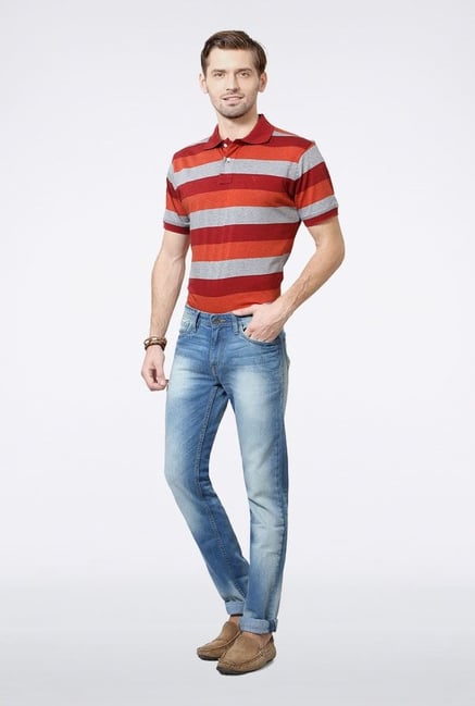 Allen Solly Sky Blue Slim Fit Jeans Allen Solly Sky Blue Slim Fit Jeans