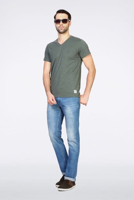 Allen Solly Grey Solid V-neck T-Shirt Allen Solly Grey Solid V-neck T-Shirt