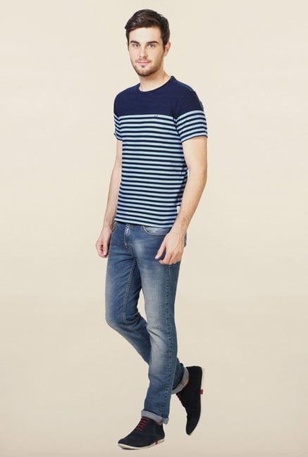 Allen Solly Blue Striped T-Shirt Allen Solly Blue Striped T-Shirt
