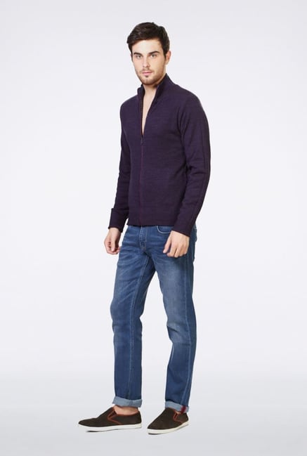 Peter England Purple Solid Sweater Peter England Purple Solid Sweater