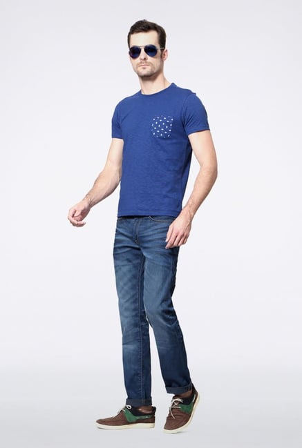 Allen Solly Blue Solid T-Shirt Allen Solly Blue Solid T-Shirt