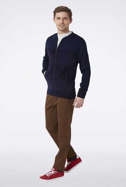 Peter England Navy Solid Sweater Peter England Navy Solid Sweater