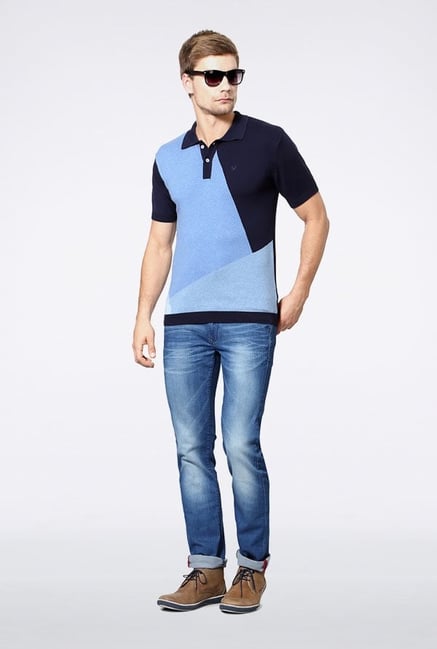 Allen Solly Blue & Navy Polo T-Shirt Allen Solly Blue & Navy Polo T-Shirt