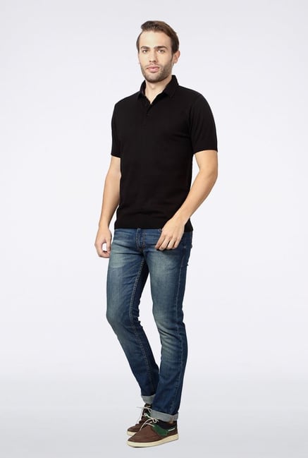 Peter England Black Solid Polo T-Shirt Peter England Black Solid Polo T-Shirt