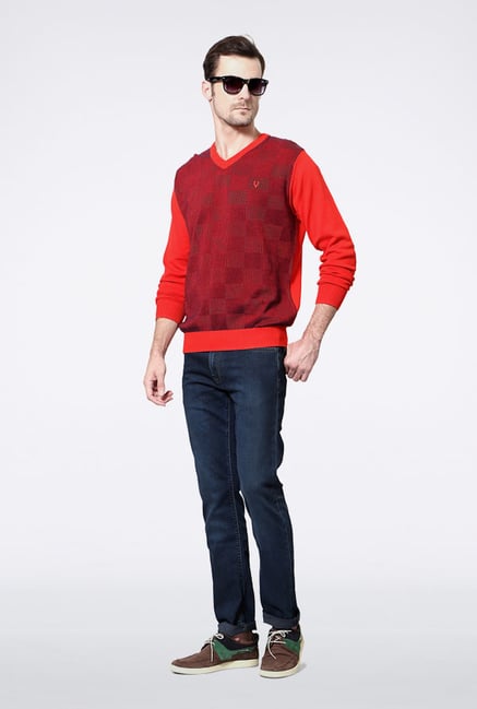 Allen Solly Red Cotton Sweater Allen Solly Red Cotton Sweater